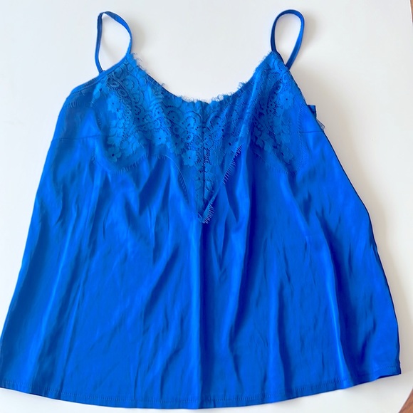 JCL Royal Blue Silky Lace Trim Shorts Pajama Set Sz M/L - Picture 3 of 12